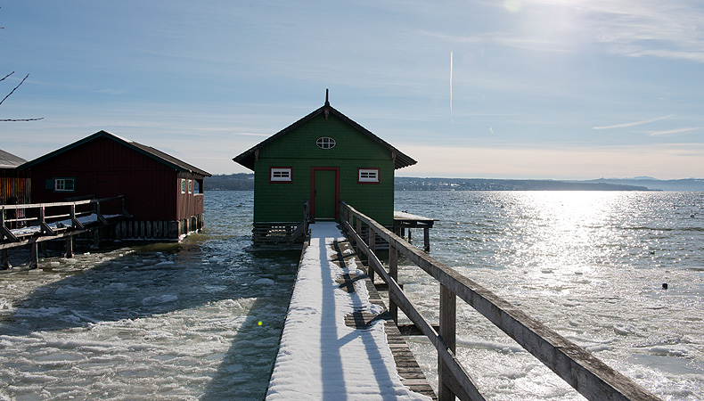 Bild: Bootshäuser am Ammersee